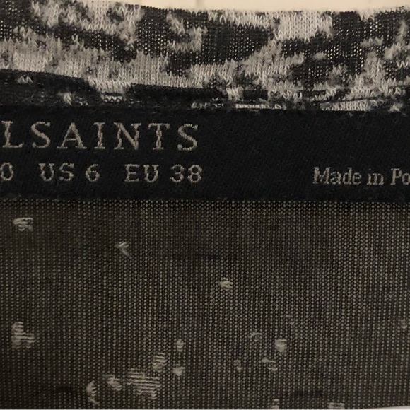 All Saints Briar Kique Black Grey short sleeve tee - size 6 - Picture 3 of 4